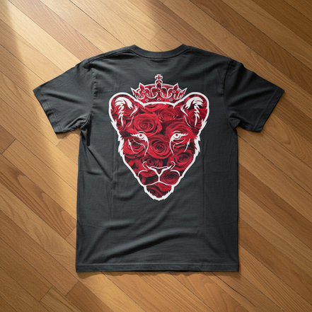 Eminence Red Rose Lioness Gray T-Shirt Back