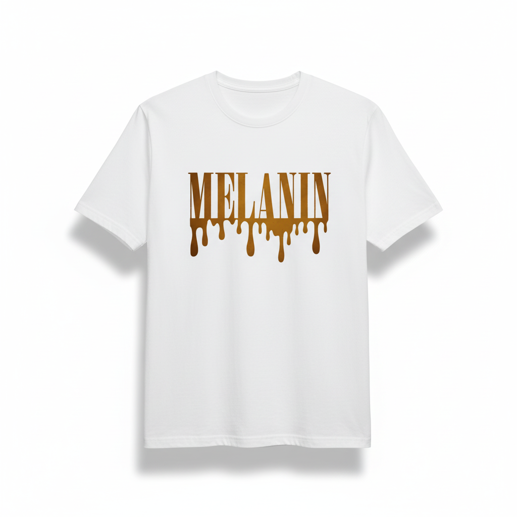 MELANIN White T-Shirt Front View
