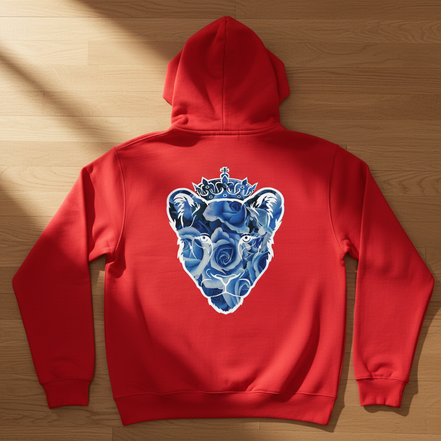 Eminence Blue Rose Lioness Red Hoodie Back
