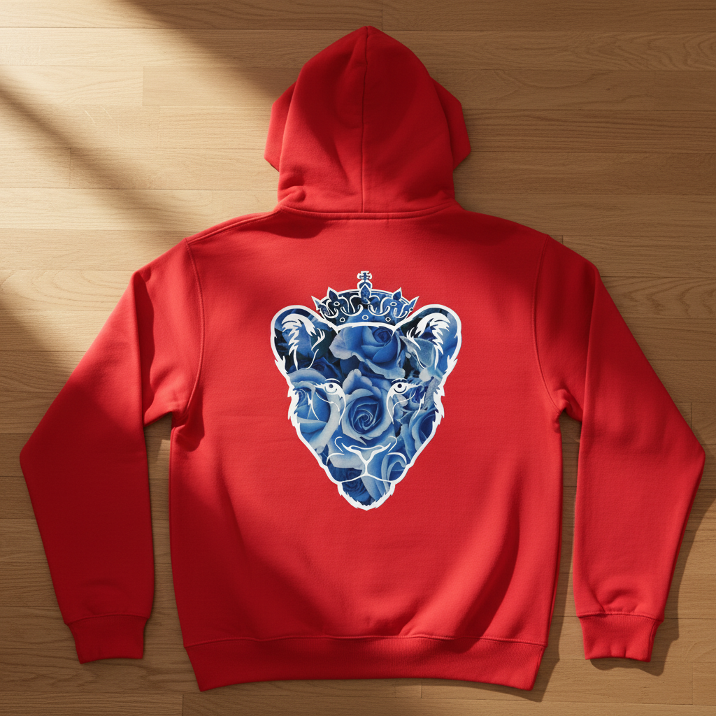Eminence Blue Rose Lioness Red Hoodie Back