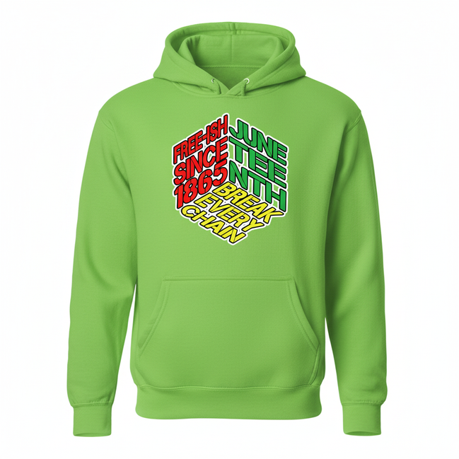 Juneteenth Bright Lime Green Hoodie Front View