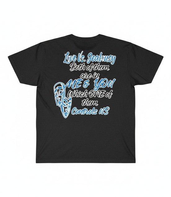 Love Vs Jealousy Graphic Tee Back - Dark Gray