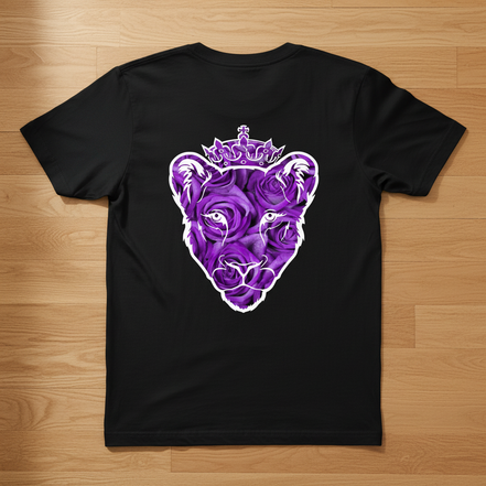 Eminence Purple Rose Lioness Black T-Shirt Back