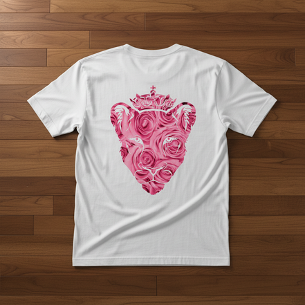 Eminence Pink Rose Lioness White T-Shirt Back