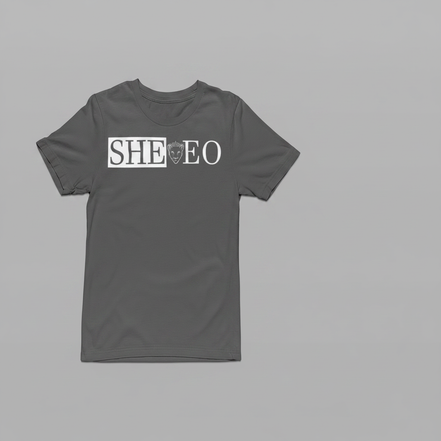 SHE*EO Lioness Tee - Gray/White - Front View