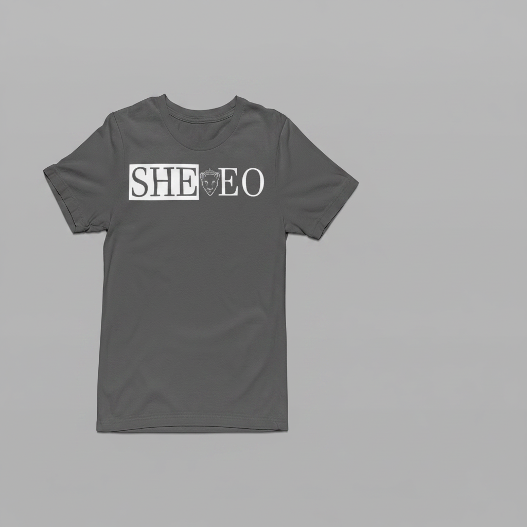 SHE*EO Lioness Tee - Gray/White - Front View