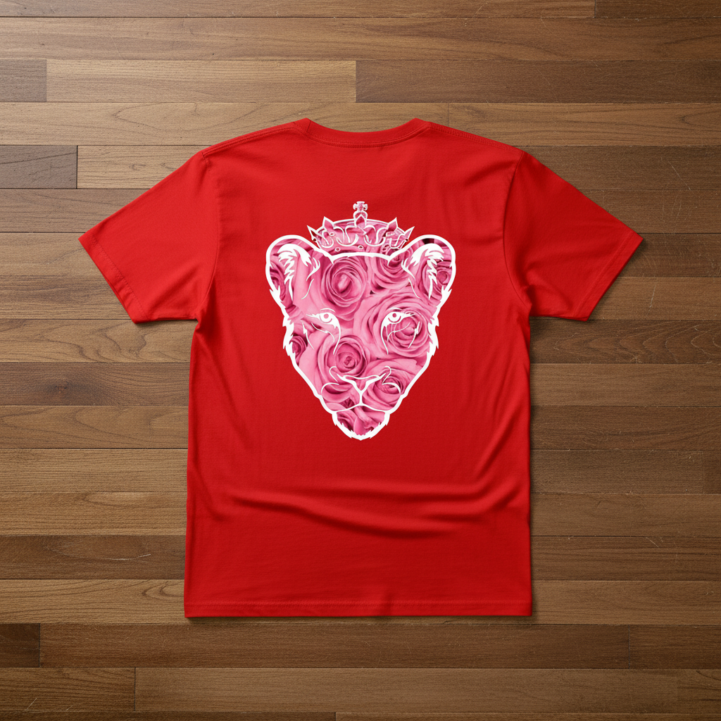Eminence Pink Rose Lioness Red T-Shirt Back