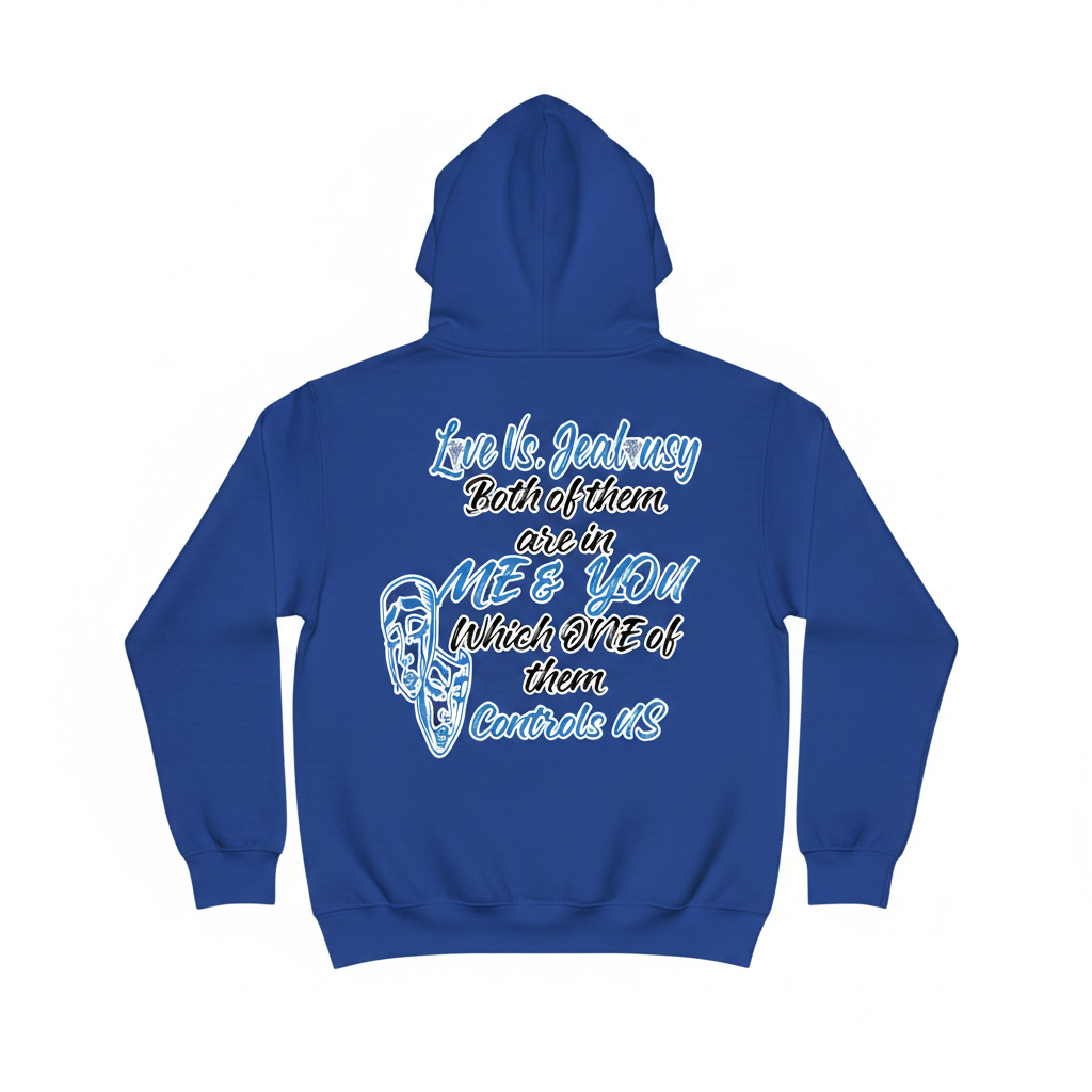 Love Vs Jealousy Hoodie Back - Blue