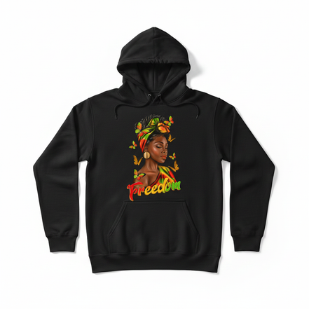Freedom Afro Woman Hoodie - Black