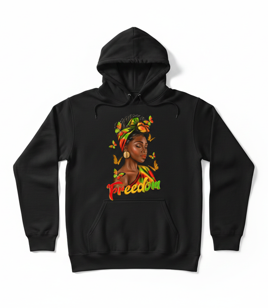 Freedom Afro Woman Hoodie - Black