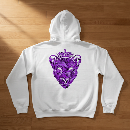 Eminence Purple Rose Lioness White Hoodie Back