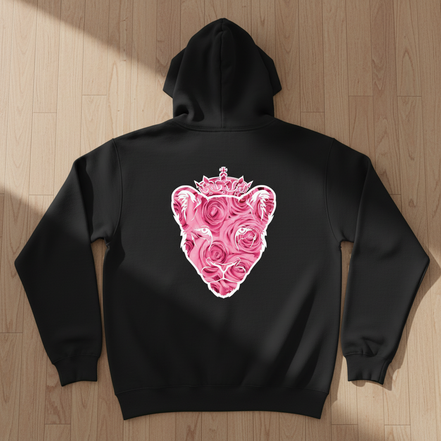Eminence Pink Rose Lioness Black Hoodie Back