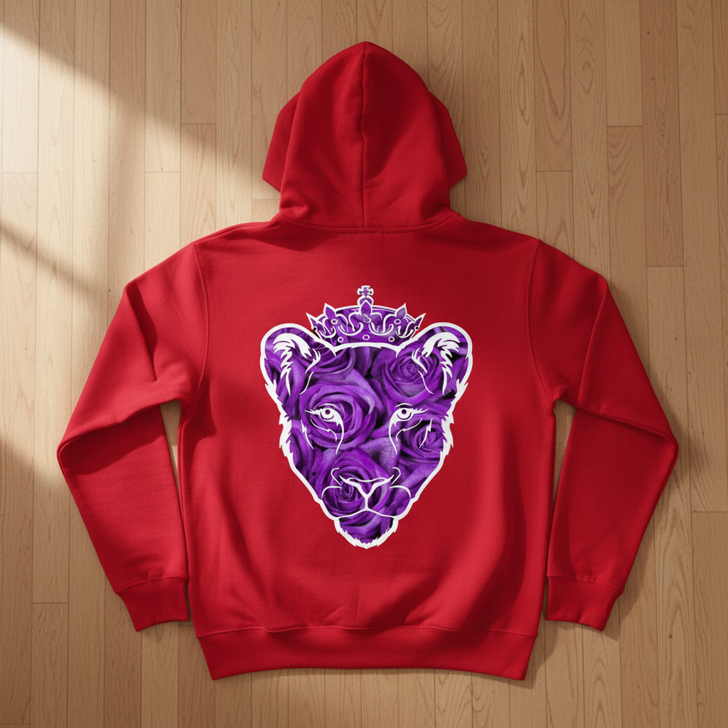 Eminence Purple Rose Lioness Red Hoodie Back