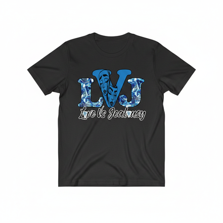Love Vs Jealousy Graphic Tee Front - Dark Gray