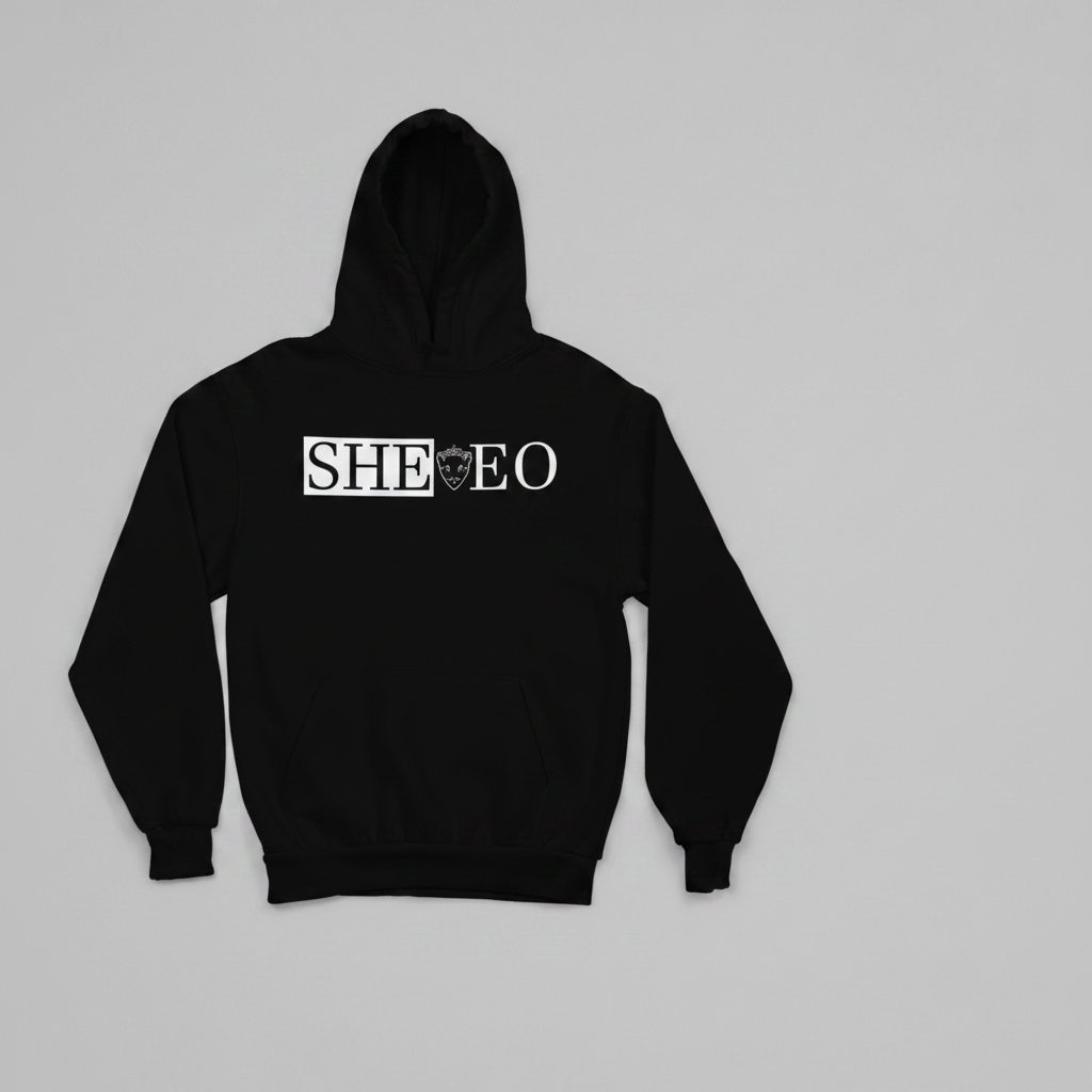 SHE*EO Lioness Hoodie - Black/White - Front View
