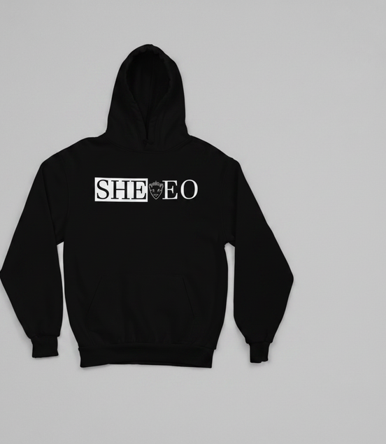 SHE*EO Lioness Hoodie - Black/White - Front View