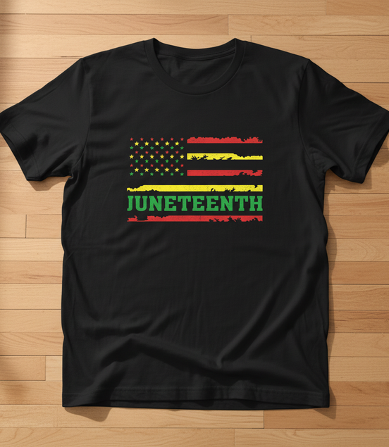 Juneteenth Flag Black T-Shirt