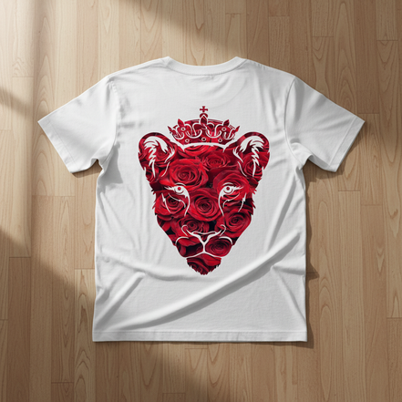 Eminence Red Rose Lioness White T-Shirt Back