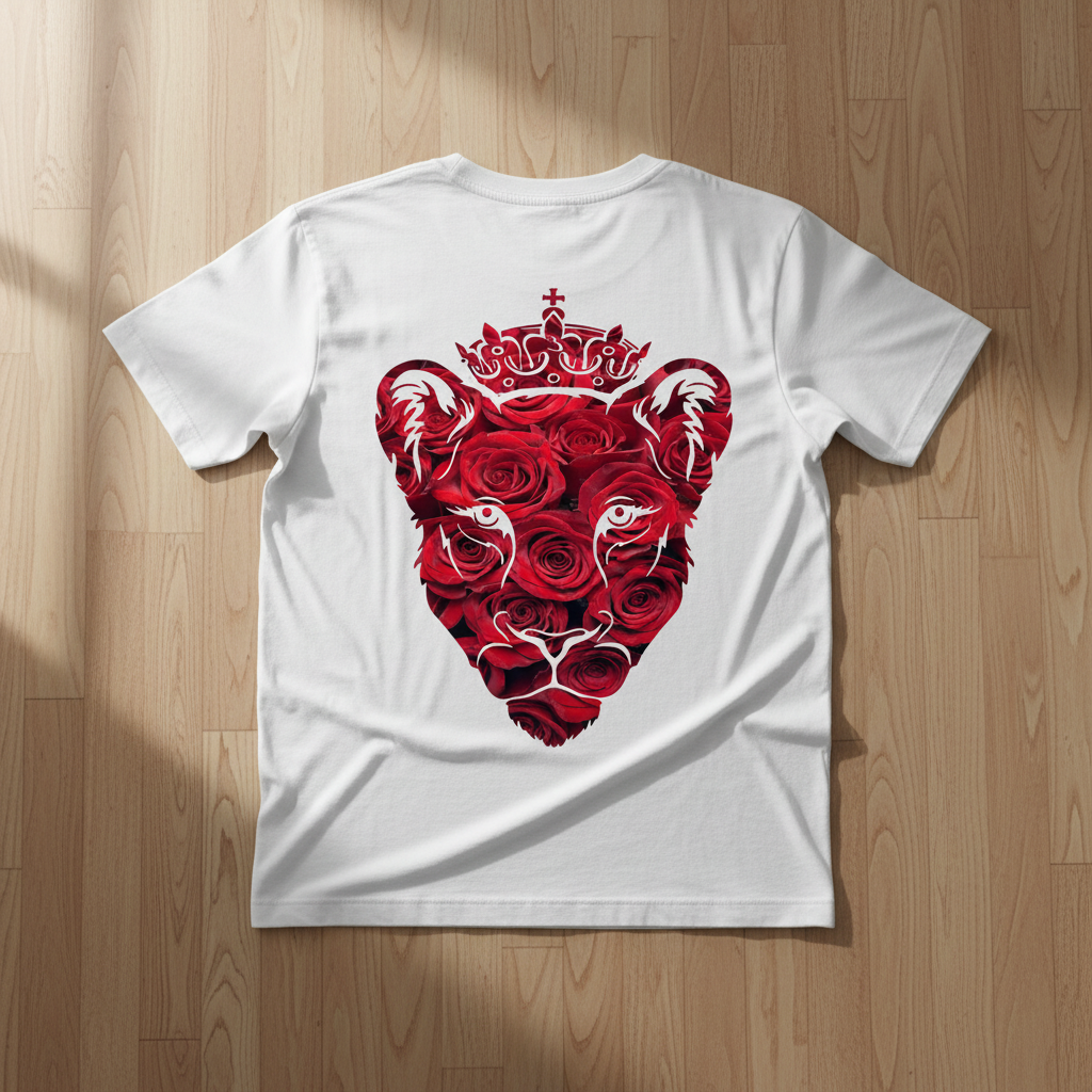 Eminence Red Rose Lioness White T-Shirt Back