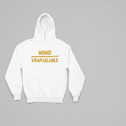 Mood – Unavailable Hoodie - White/Gold - Front View