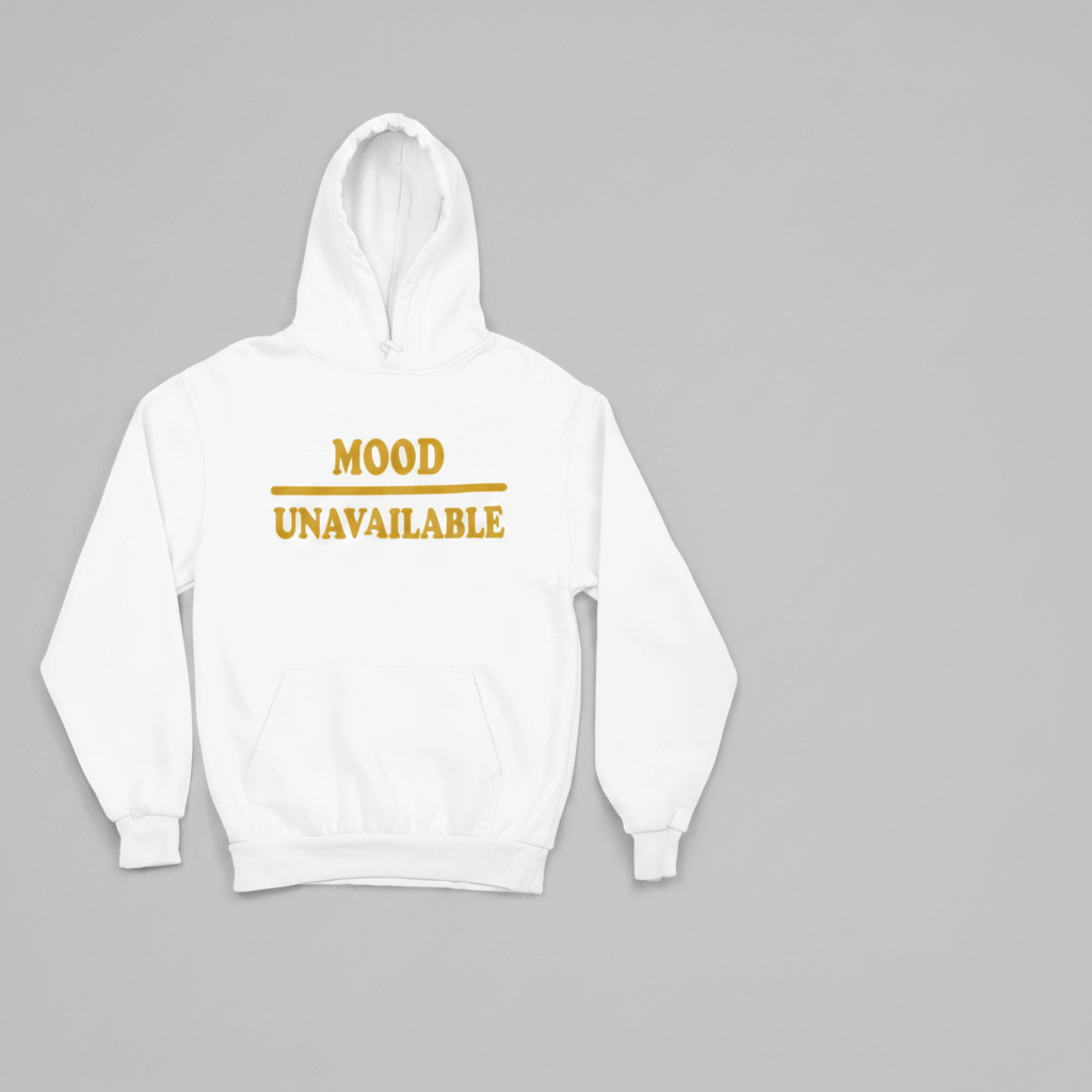 Mood – Unavailable Hoodie - White/Gold - Front View