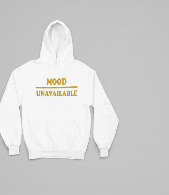 Mood – Unavailable Hoodie - White/Gold - Front View