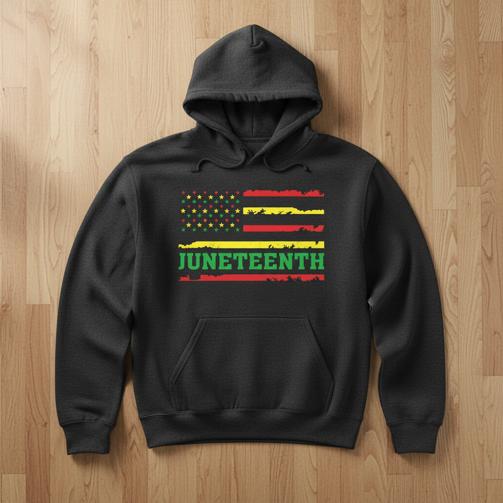 Juneteenth Flag Gray Hoodie