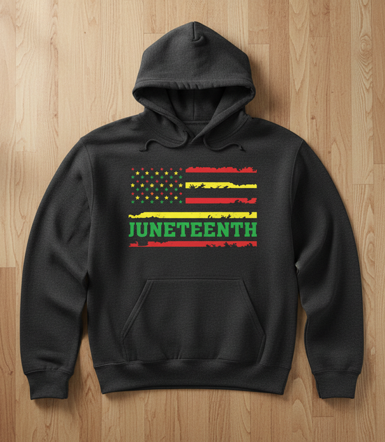 Juneteenth Flag Gray Hoodie