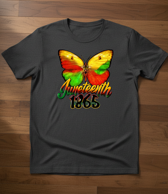 Juneteenth 1865 Butterfly Gray T-Shirt