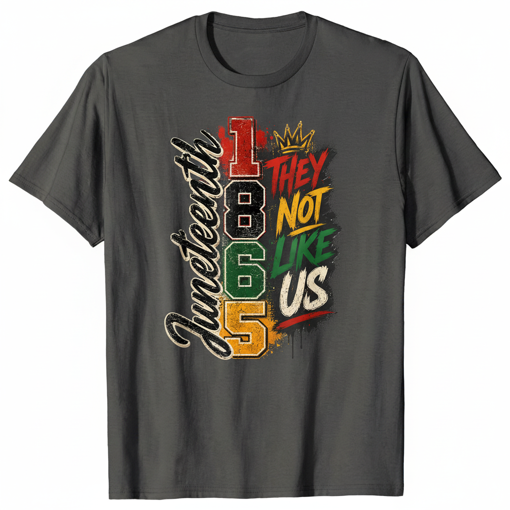 Juneteenth 1865 They Not Like Us Graphic Tee - Dark Gray