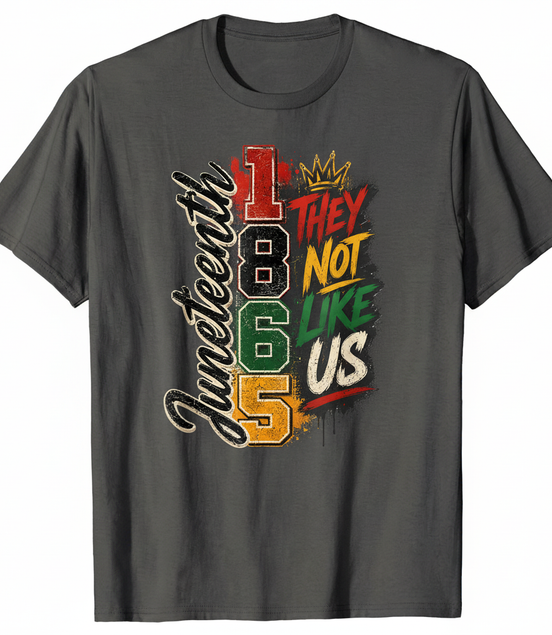 Juneteenth 1865 They Not Like Us Graphic Tee - Dark Gray
