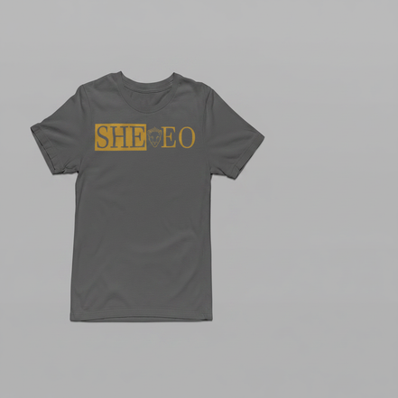 SHE*EO Lioness Tee - Gray/Gold - Front View