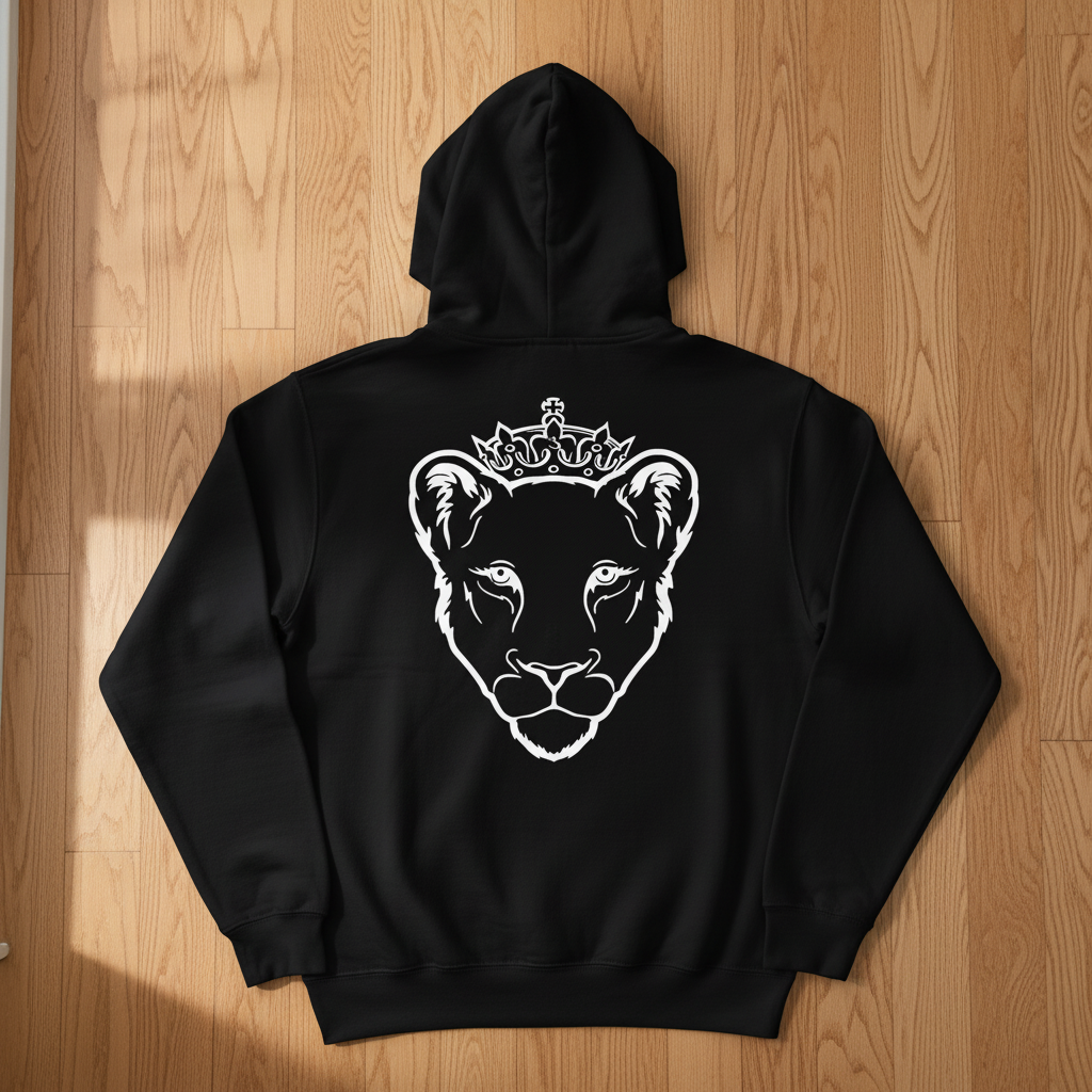 Eminence White Lioness Black Hoodie Back