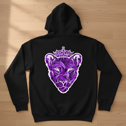 Eminence Purple Rose Lioness Black Hoodie Back