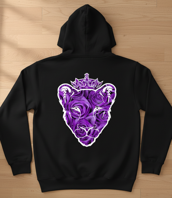 Eminence Purple Rose Lioness Black Hoodie Back