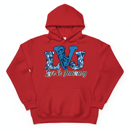 Love Vs Jealousy Hoodie Front - Red