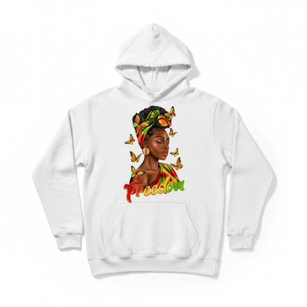 Freedom Afro Woman Hoodie - White