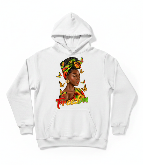 Freedom Afro Woman Hoodie - White