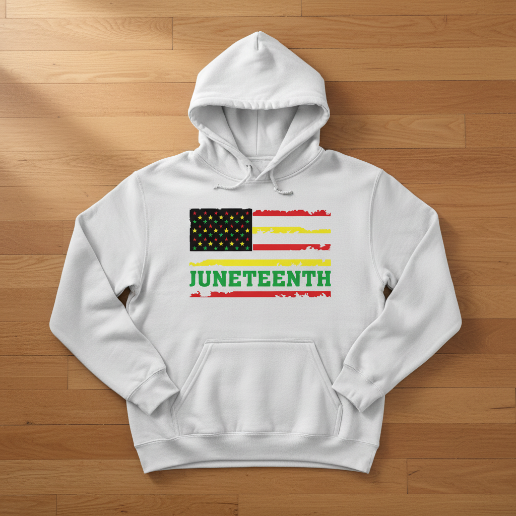 Juneteenth Flag White Hoodie