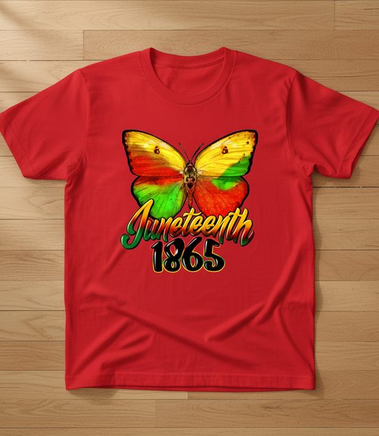 Juneteenth 1865 Butterfly Red T-Shirt