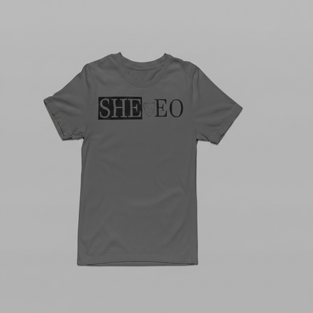 SHE*EO Lioness Tee - Gray/Black - Front View