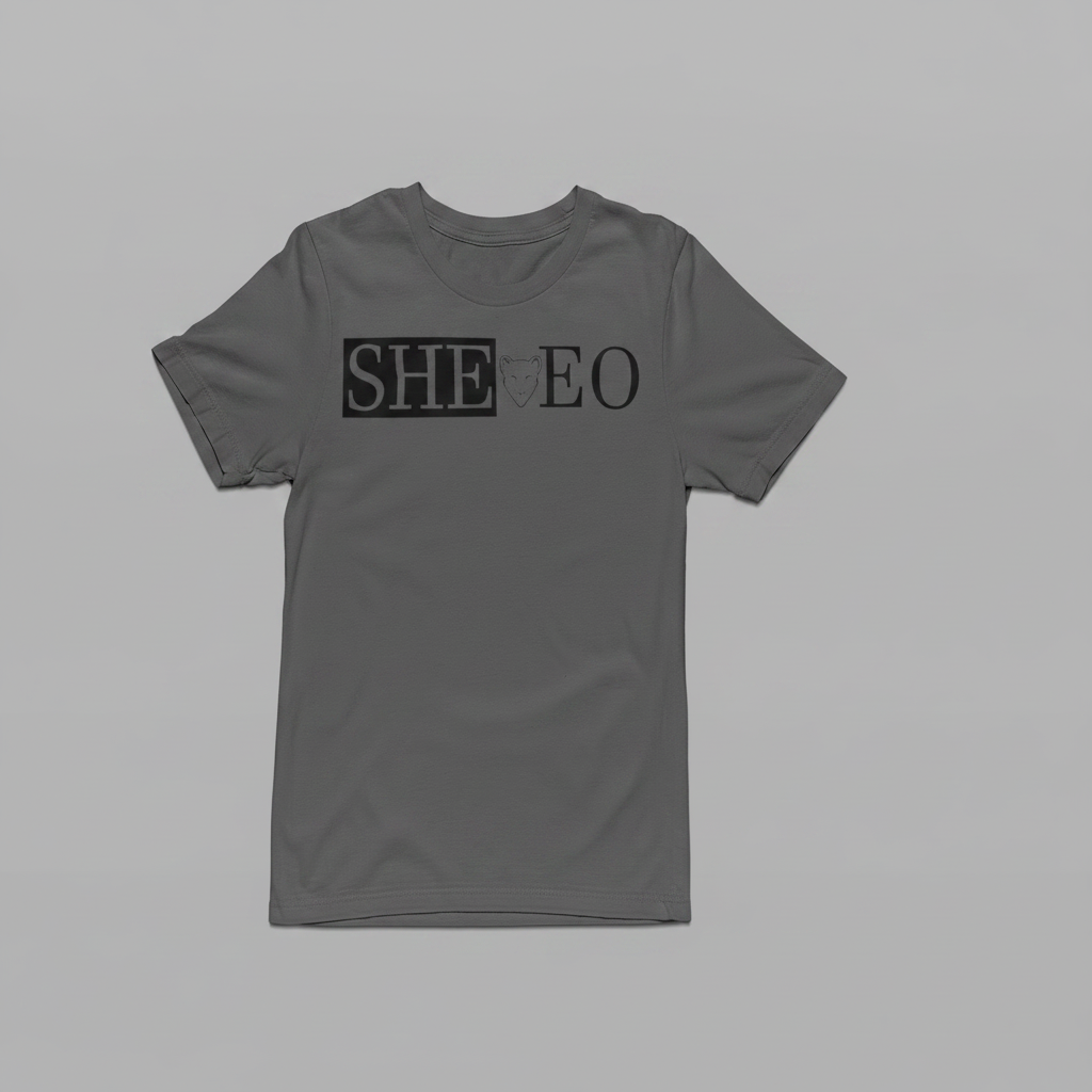 SHE*EO Lioness Tee - Gray/Black - Front View