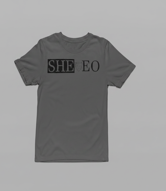 SHE*EO Lioness Tee - Gray/Black - Front View