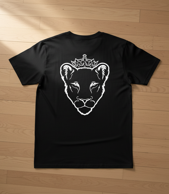 Eminence White Lioness Black T-Shirt Back