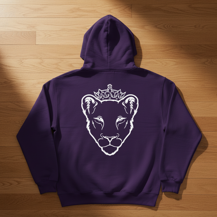 Eminence White Lioness Purple Hoodie Back