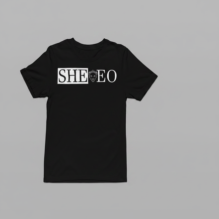 SHE*EO Lioness Tee - Black/White - Front View