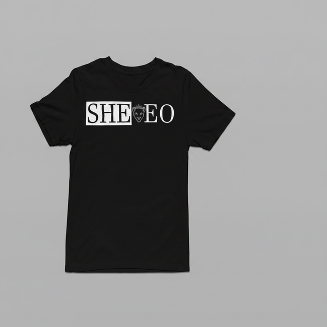 SHE*EO Lioness Tee - Black/White - Front View