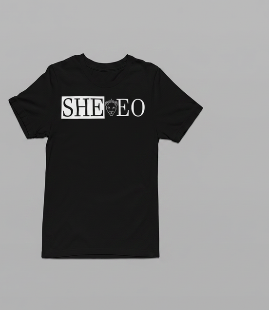 SHE*EO Lioness Tee - Black/White - Front View