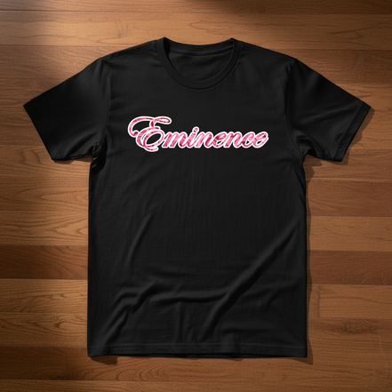 Eminence Pink Rose Lioness Black T-Shirt Front
