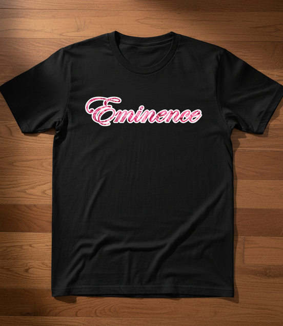 Eminence Pink Rose Lioness Black T-Shirt Front